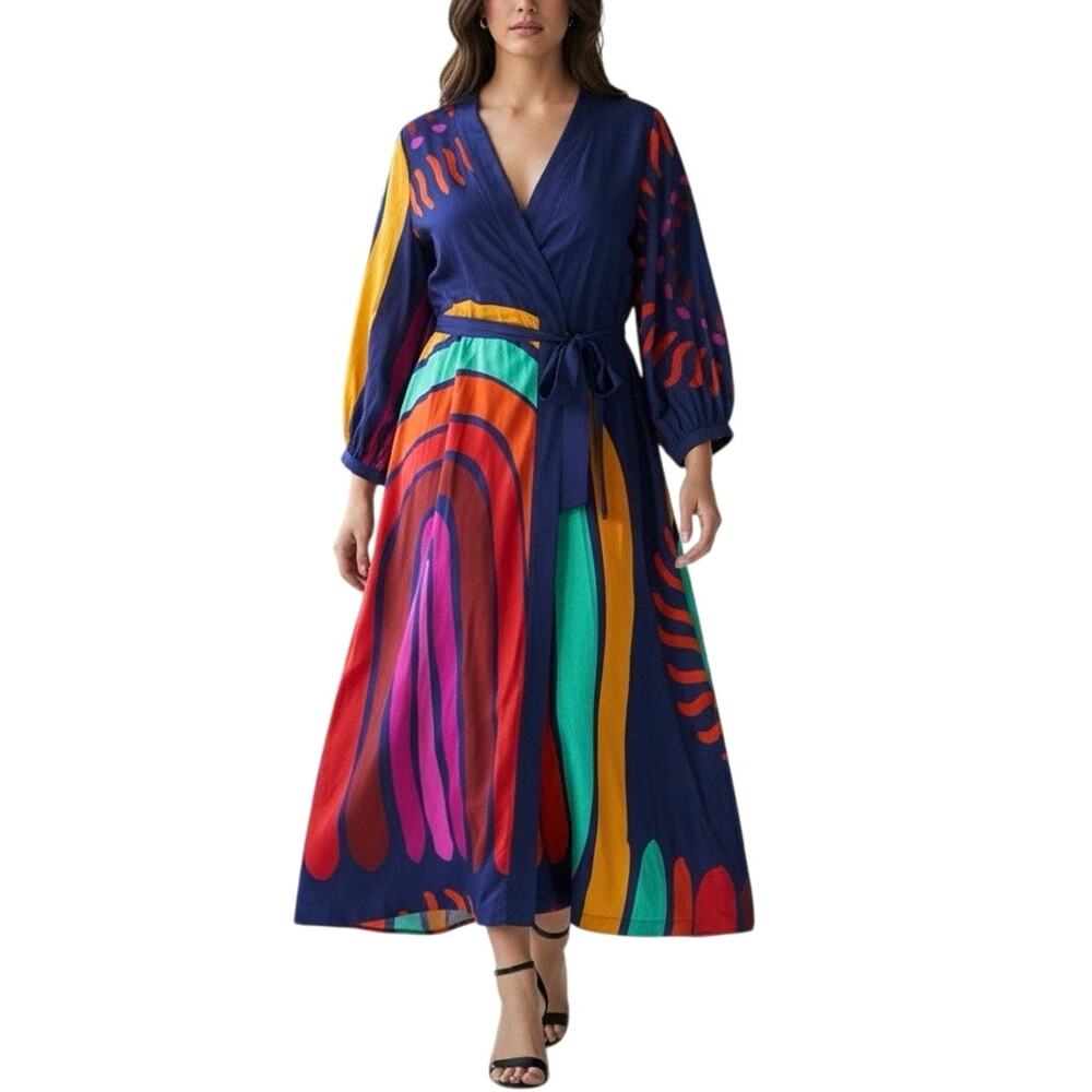 Sassy Jones Abstract Wrap Kimono Robe NWT - 1X